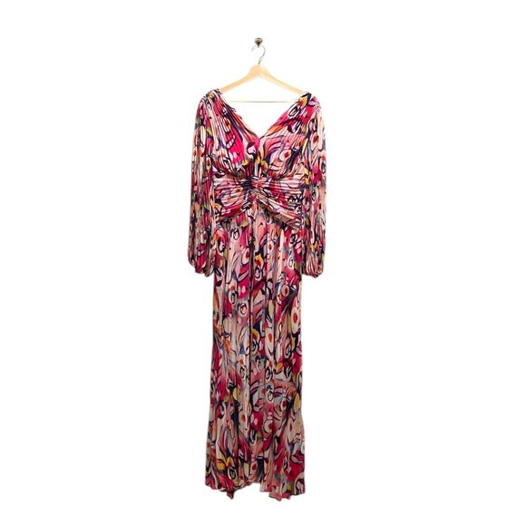 Marciano Wonderland Maxi Dress Pink Size 6 Chiffon Glam Beach Vacation Bohemian - Picture 2 of 16